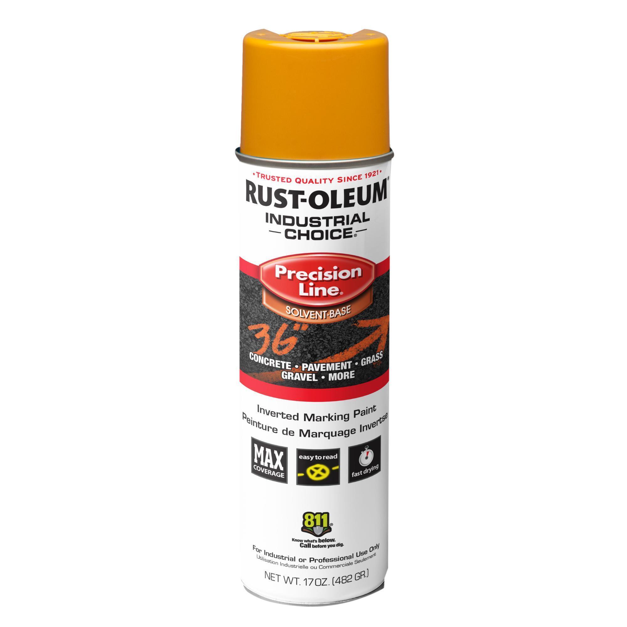 Rust-Oleum Industrial Choice M1600 Precision Line Inverted Marking Spray Paint — Caution Yellow, 17 Oz. Cans, 12 Pk, Model# 203024VDS